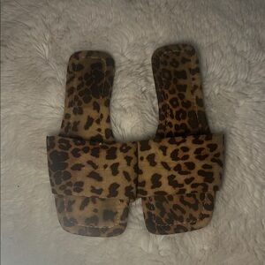Leopard Print Slide Sandals